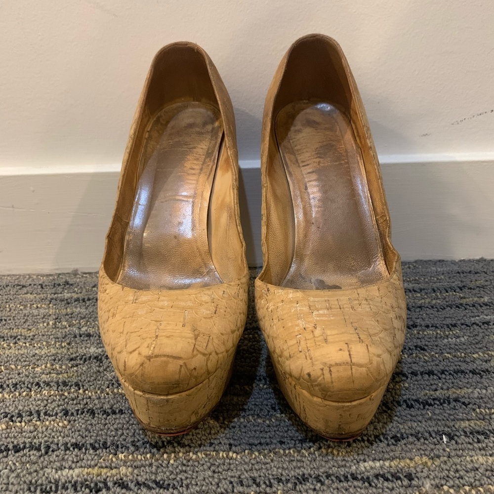 Christian Louboutin cork platform heels size 39!